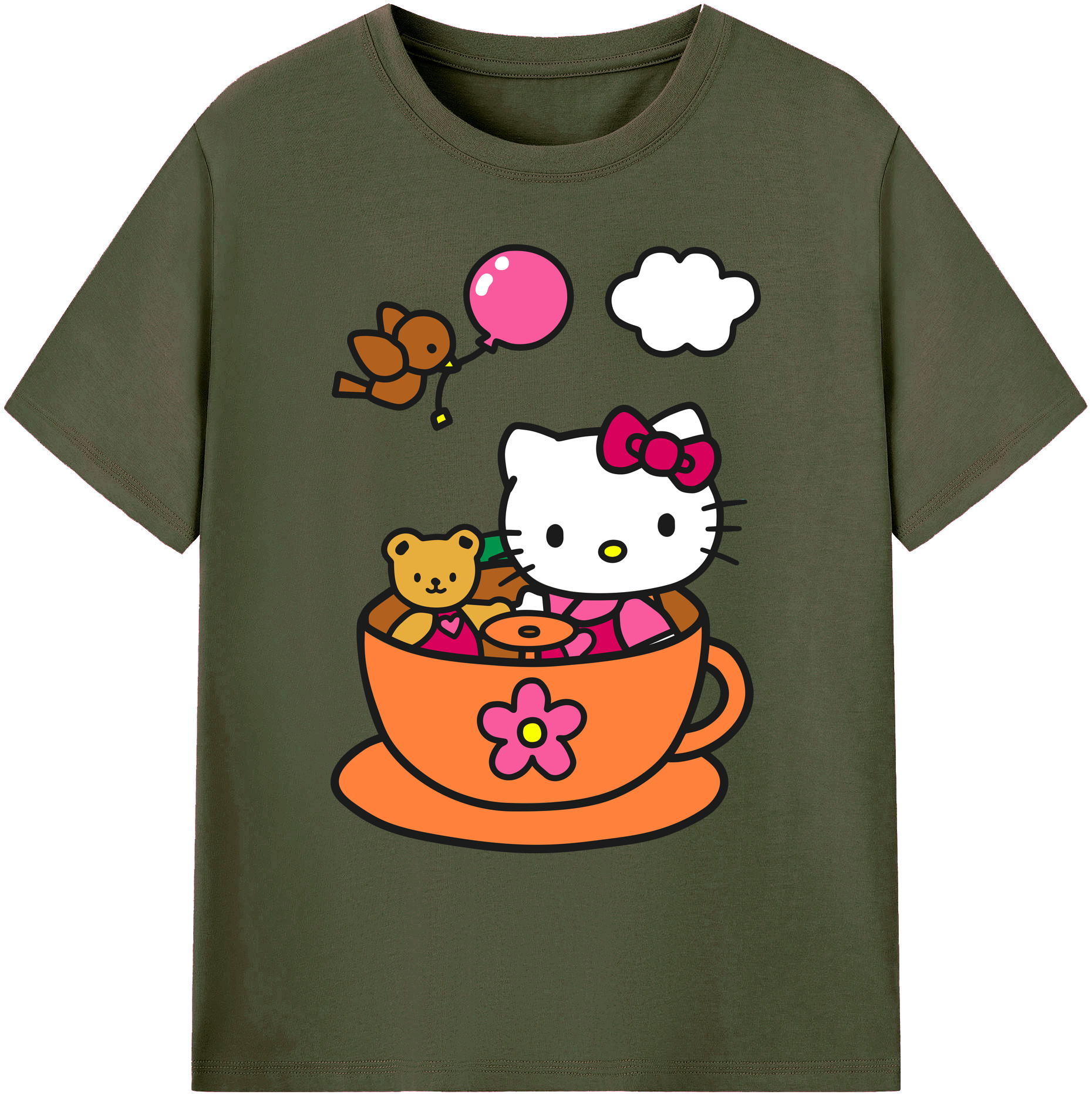 （画像用） Hello Kitty ハローキティ 綿100％ メンズ半袖Tシャツ｜肌触りやわらか＆通気性